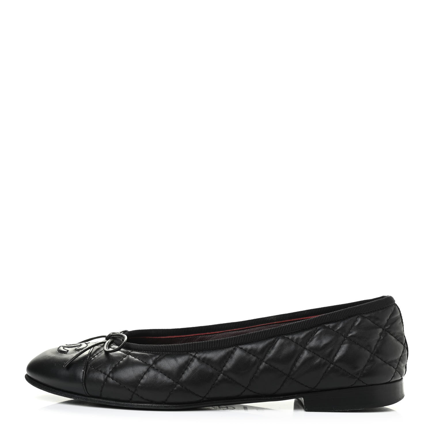 Chanel Aged Calfskin Quilted CC Cap Toe Ballerina Flats 37.5 Black 1 of 10