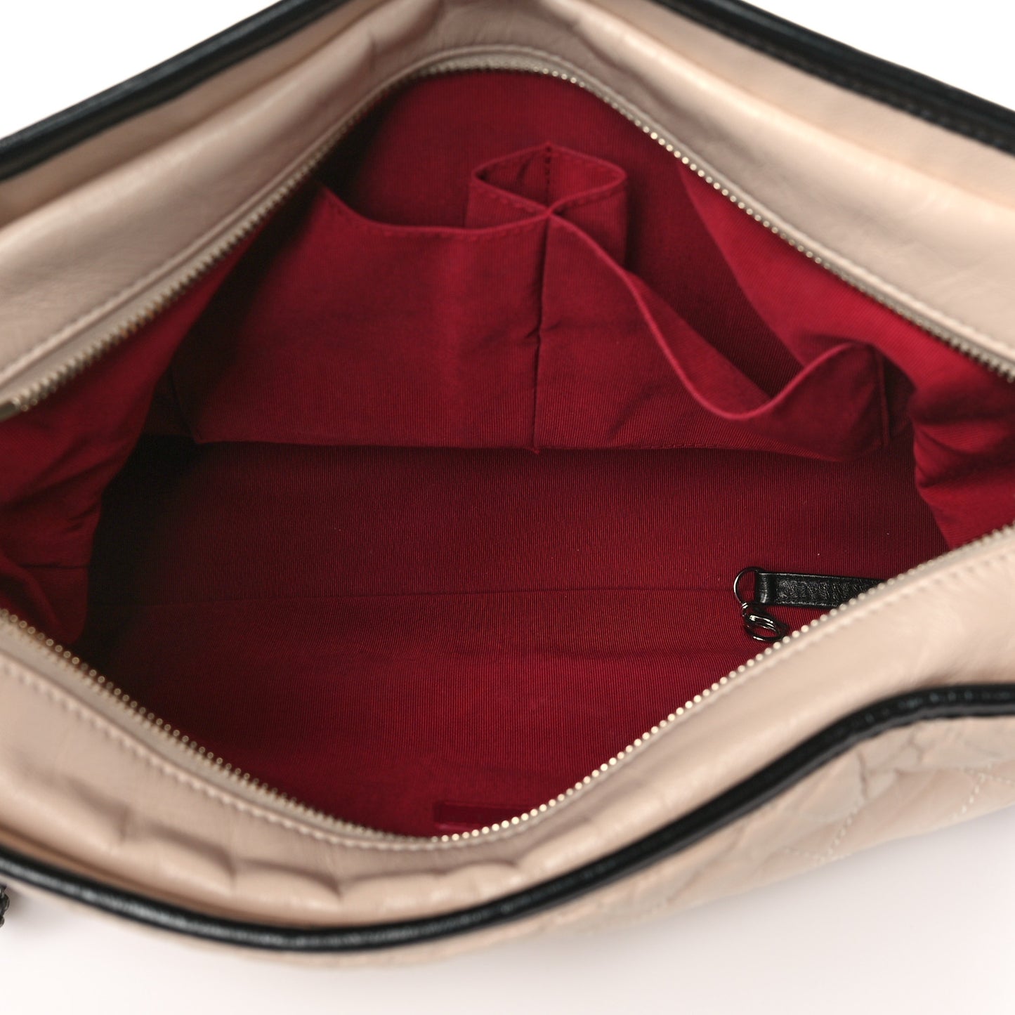 Aged Calfskin Quilted Large Gabrielle Hobo Beige Black