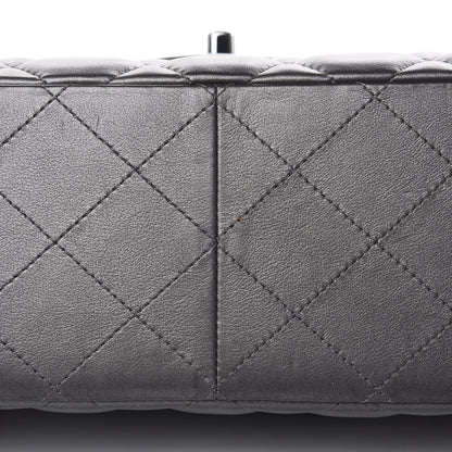 Chanel Metallic Lambskin Quilted Jumbo Double Flap Pewter 10 of 15