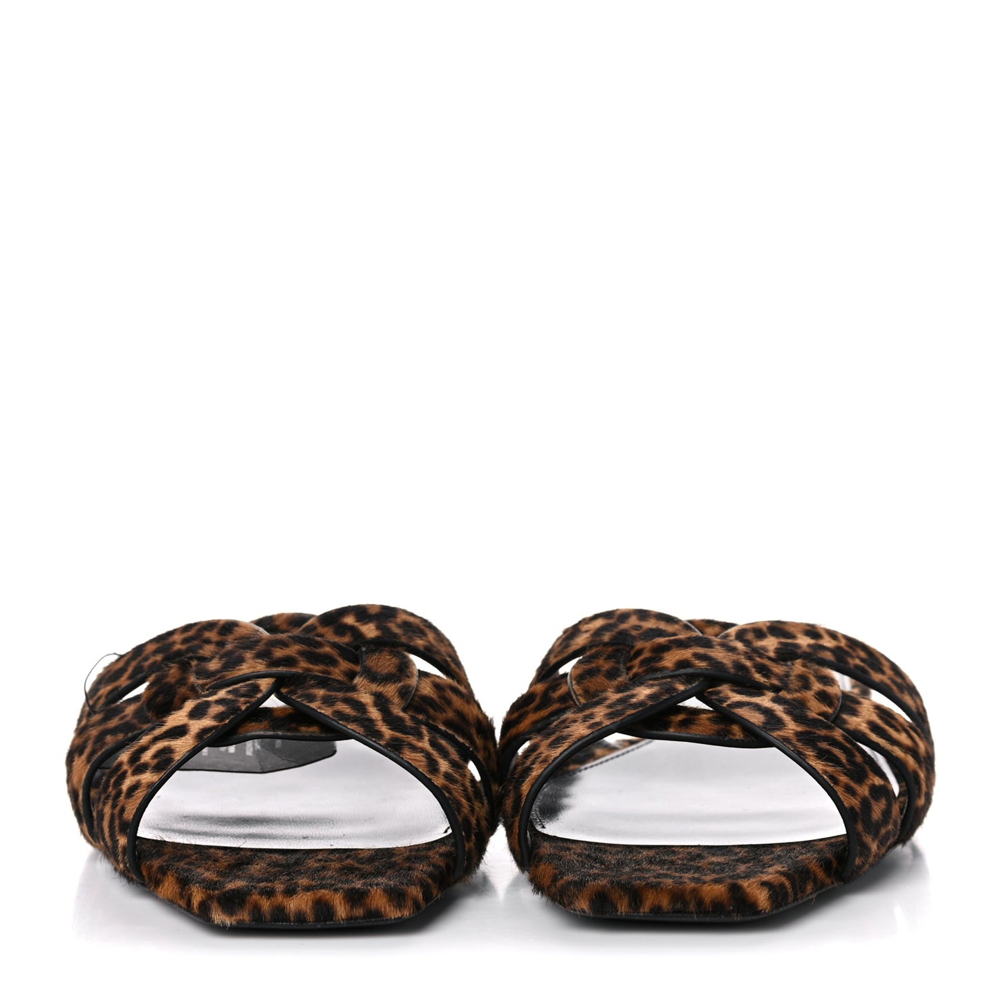 Calfskin Leopard Print Tribute 05 Slide Sandals 37 Manto Natural