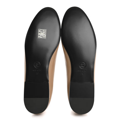 Chanel Lambskin Cap Toe CC Ballerina Flats 39 Beige Black 6 of 10