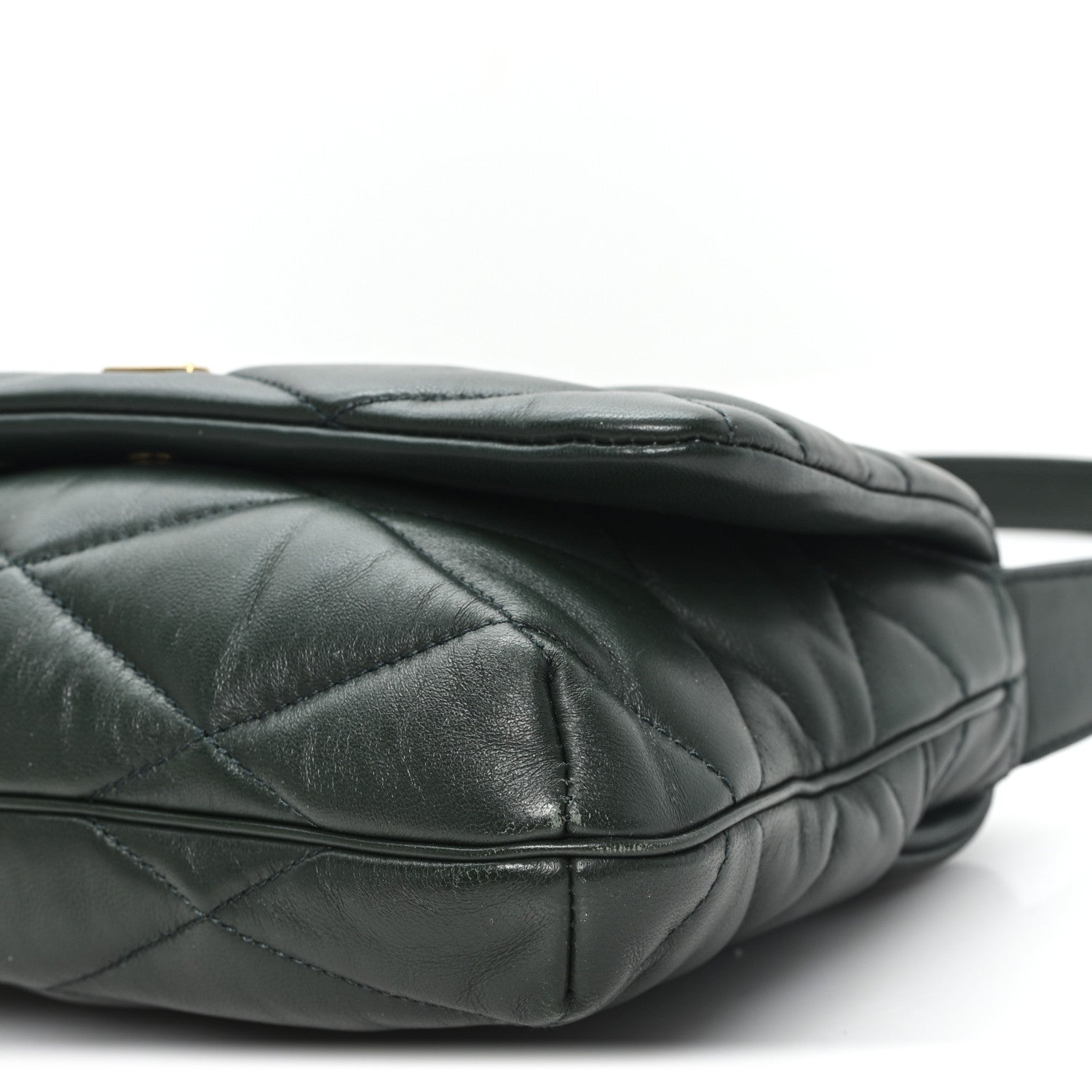 Saint Laurent Lambskin Quilted Le 57 Diamond Shoulder Bag Vert Fonce 10 of 11