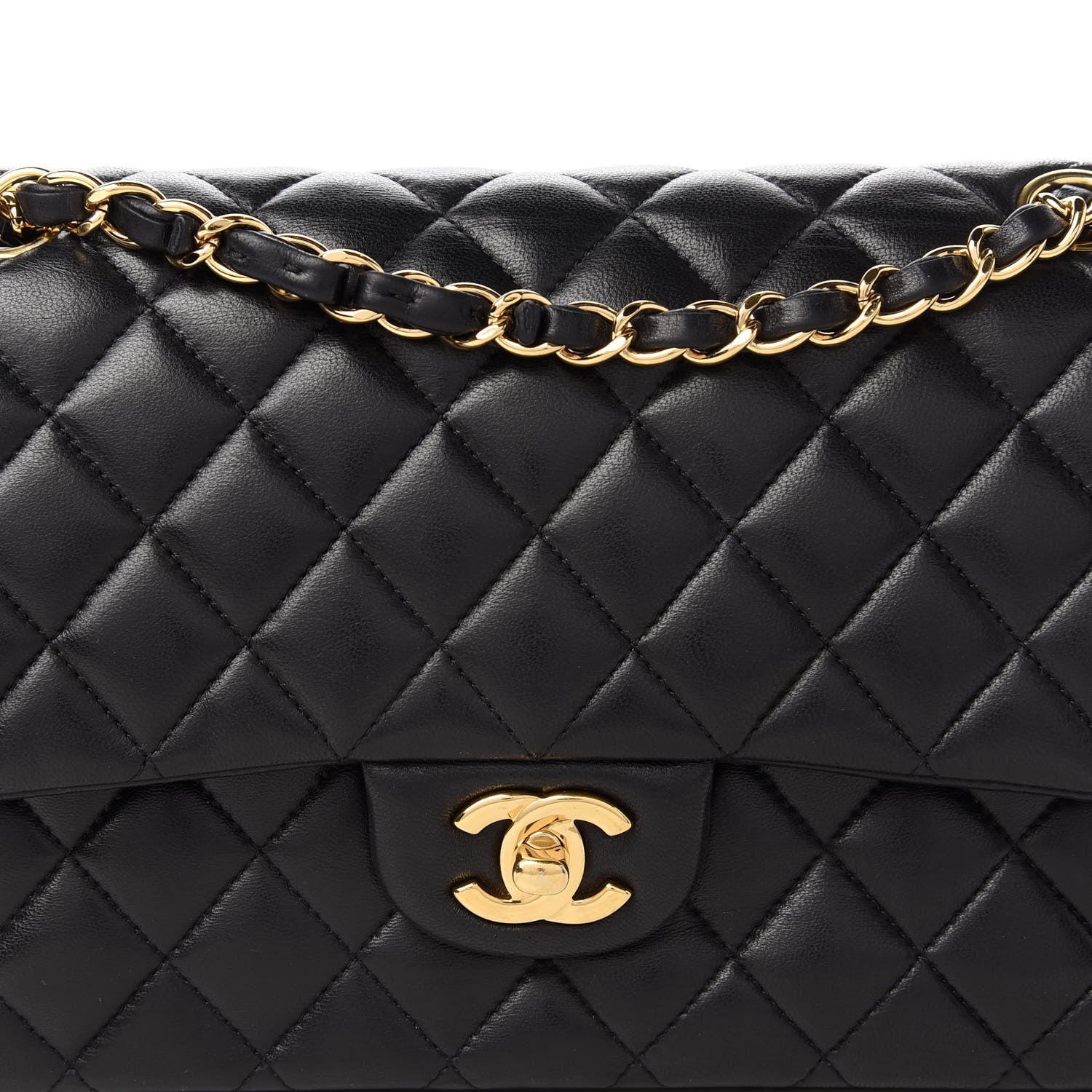 Chanel Lambskin Quilted Medium Double Flap Black 10 of 10
