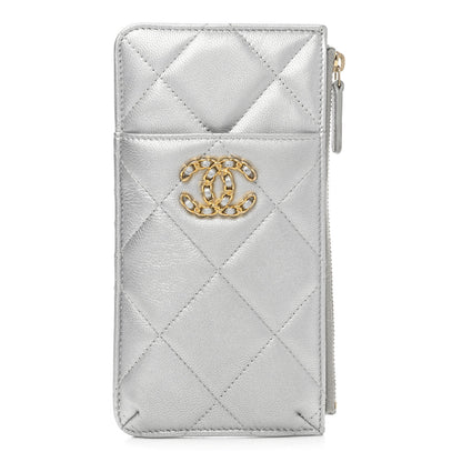 Chanel Lambskin Quilted Chanel 19 Phone and Card Holder Silver 1 of 10