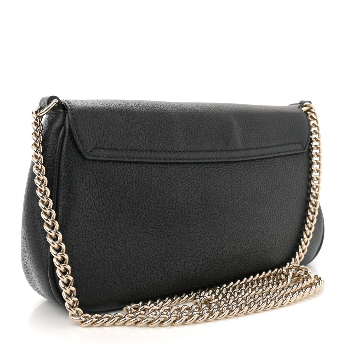 Pebbled Calfskin Medium Soho Flap Crossbody Black