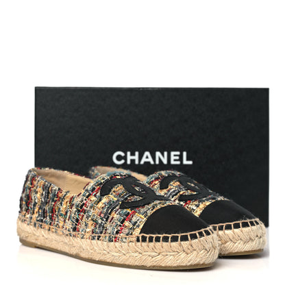 Chanel Tweed Grosgrain CC Espadrilles 36 Multicolor Black 9 of 9