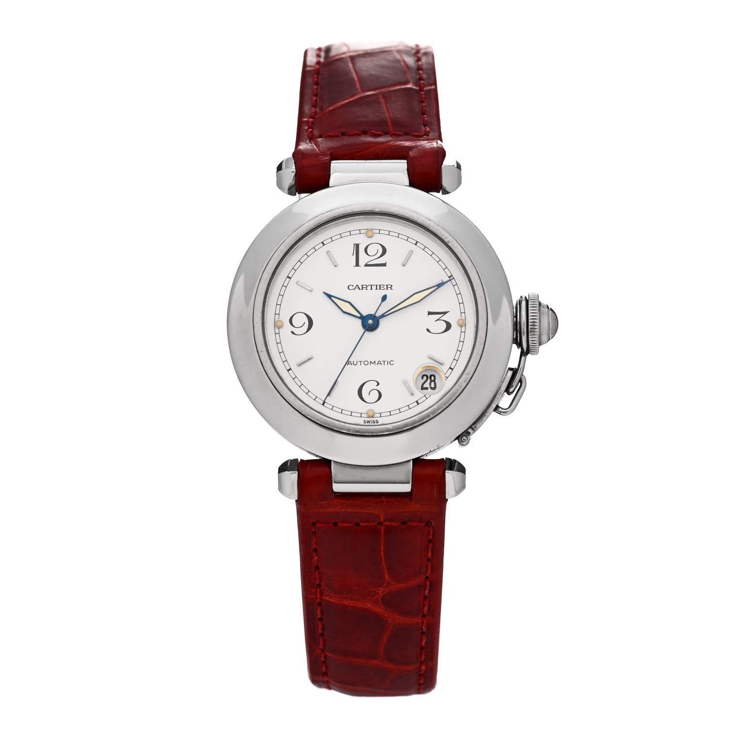 Cartier Stainless Steel Alligator 35mm Pasha C Automatic Watch Red 1 of 6