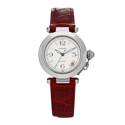 Cartier Stainless Steel Alligator 35mm Pasha C Automatic Watch Red 1 of 6