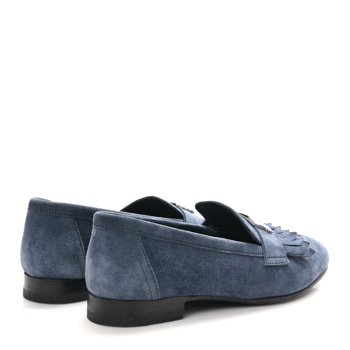Suede Goatskin Womens Royal Loafers 35.5 Bleu Celeste