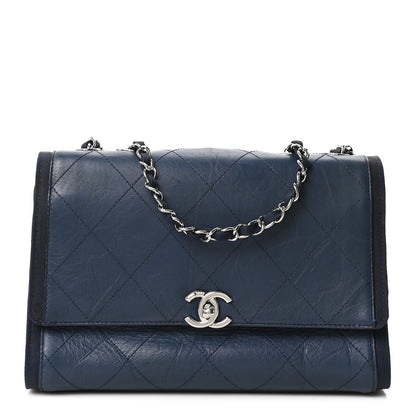 Chanel Calfskin Stitched Medium Single Flap Navy 1 of 10