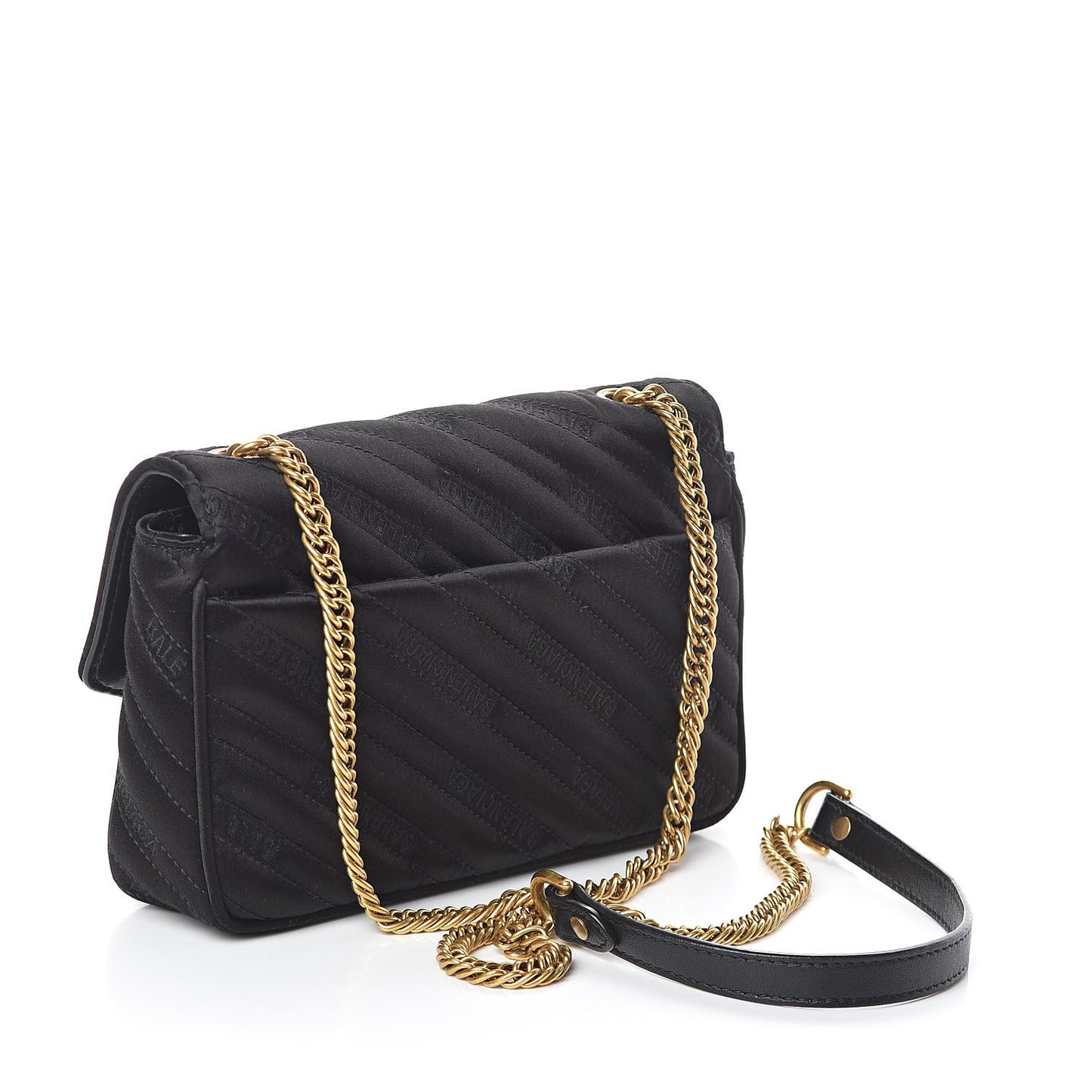 Satin Jacquard Logo Matelasse BB Chain Wallet Black