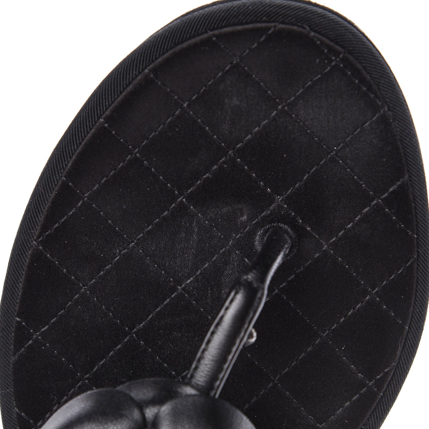 Lambskin Camellia Thong Sandals 38.5 Black