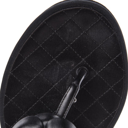 Chanel Lambskin Camellia Thong Sandals 38.5 Black 16 of 18
