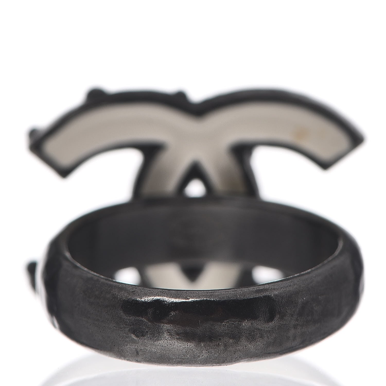 Chanel Enamel CC Ring 5.75 Black White 3 of 4