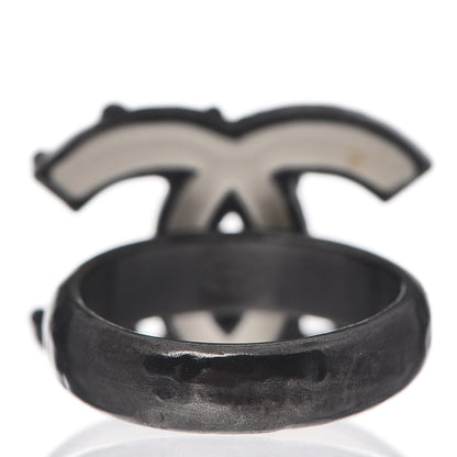 Chanel Enamel CC Ring 5.75 Black White 3 of 4