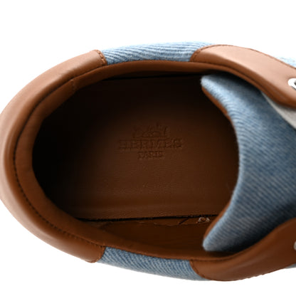 Hermes Denim Calfskin Day Sneakers 38 Blue Clair Gold 8 of 9