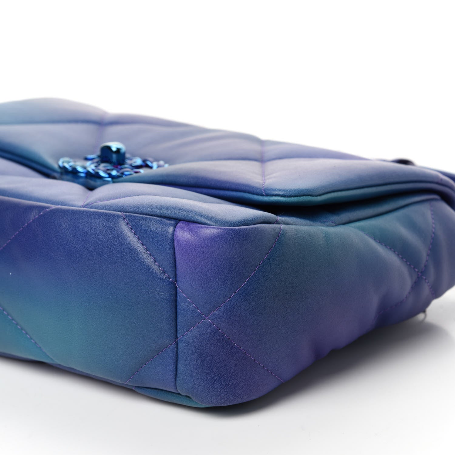 Chanel Tie Dye Calfskin Quilted Medium Chanel 19 Flap Blue Purple 7 of 10