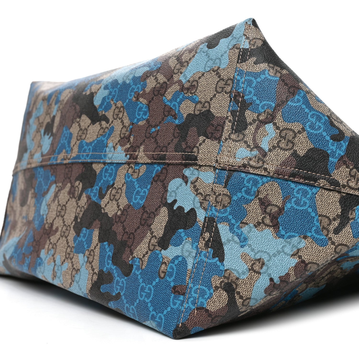 Gucci GG Supreme Monogram Camouflage Print Large Tote Beige Ebony New Acero Blue 10 of 10