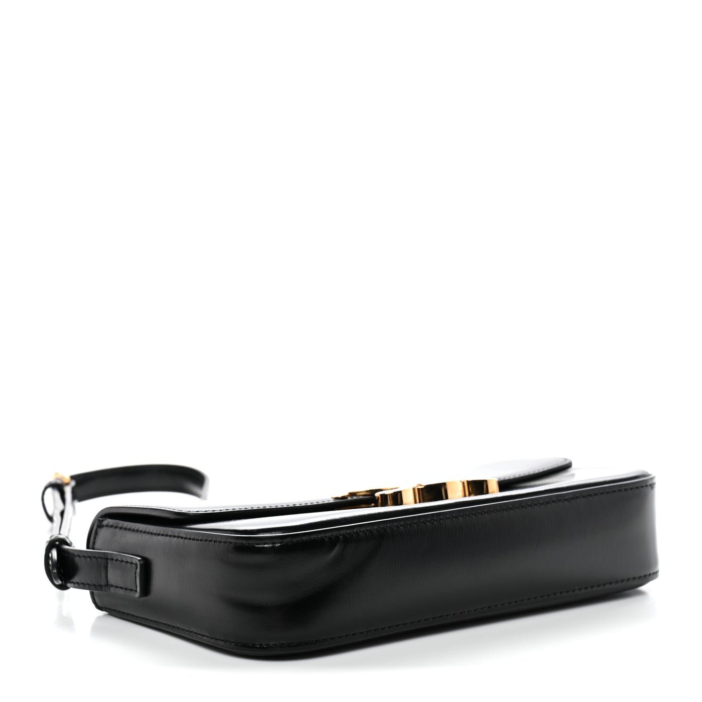 Shiny Calfskin Triomphe Shoulder Bag Black