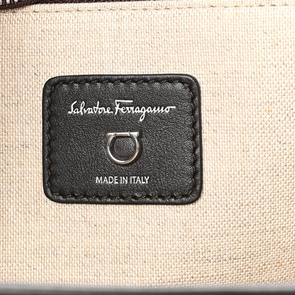 Salvatore Ferragamo Hickory Calfskin Canvas Cutout The Studio Box Bag Beige Brown 7 of 11