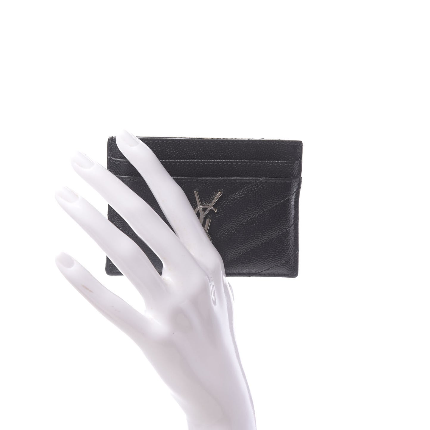 Grain De Poudre Matelasse Chevron Monogram Credit Card Case Black