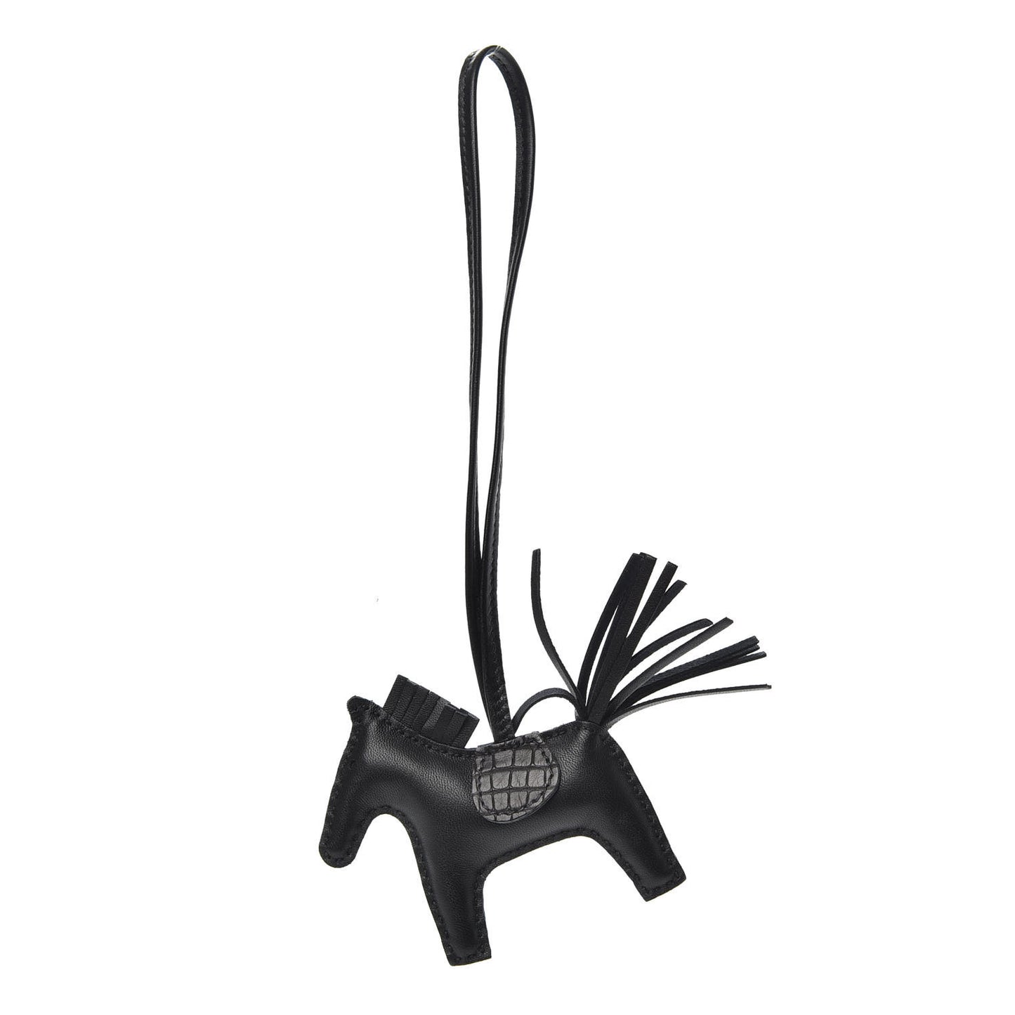 Milo Lambskin Matte Alligator Touch Grigri Rodeo Horse Bag Charm PM So Black