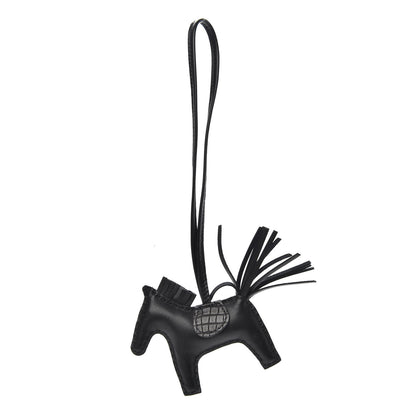 Hermes Milo Lambskin Matte Alligator Touch Grigri Rodeo Horse Bag Charm PM So Black 1 of 3