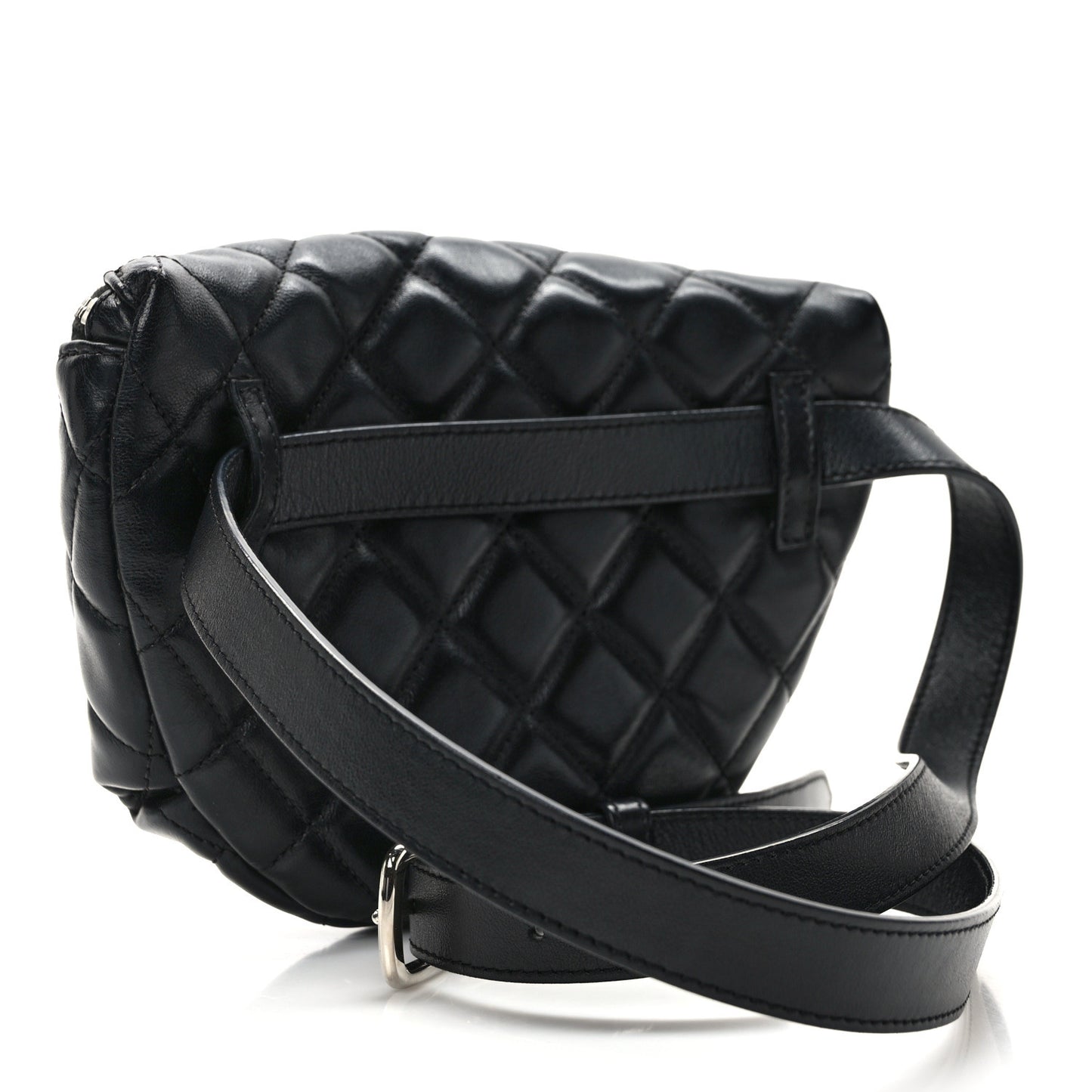 Lambskin Quilted Waist Belt Bag Black
