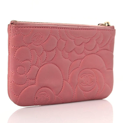 Chanel Lambskin Camellia Embossed Cosmetic Pouch Pink 3 of 15