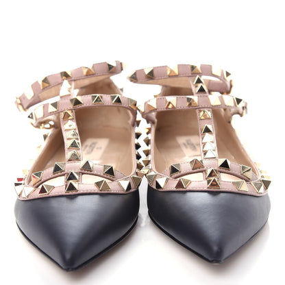 Valentino Garavani Nappa Rockstud Cage Ballerina Flats 35 Black Poudre 5 of 11
