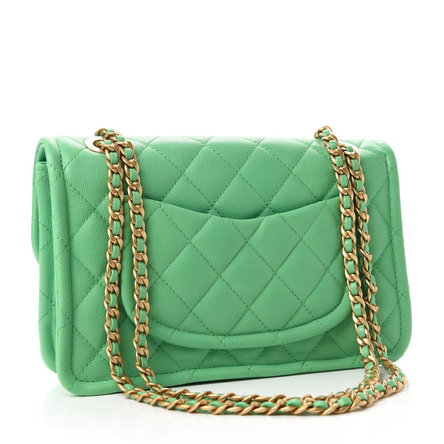 Caviar Quilted Medium Sweet Classic Flap Green