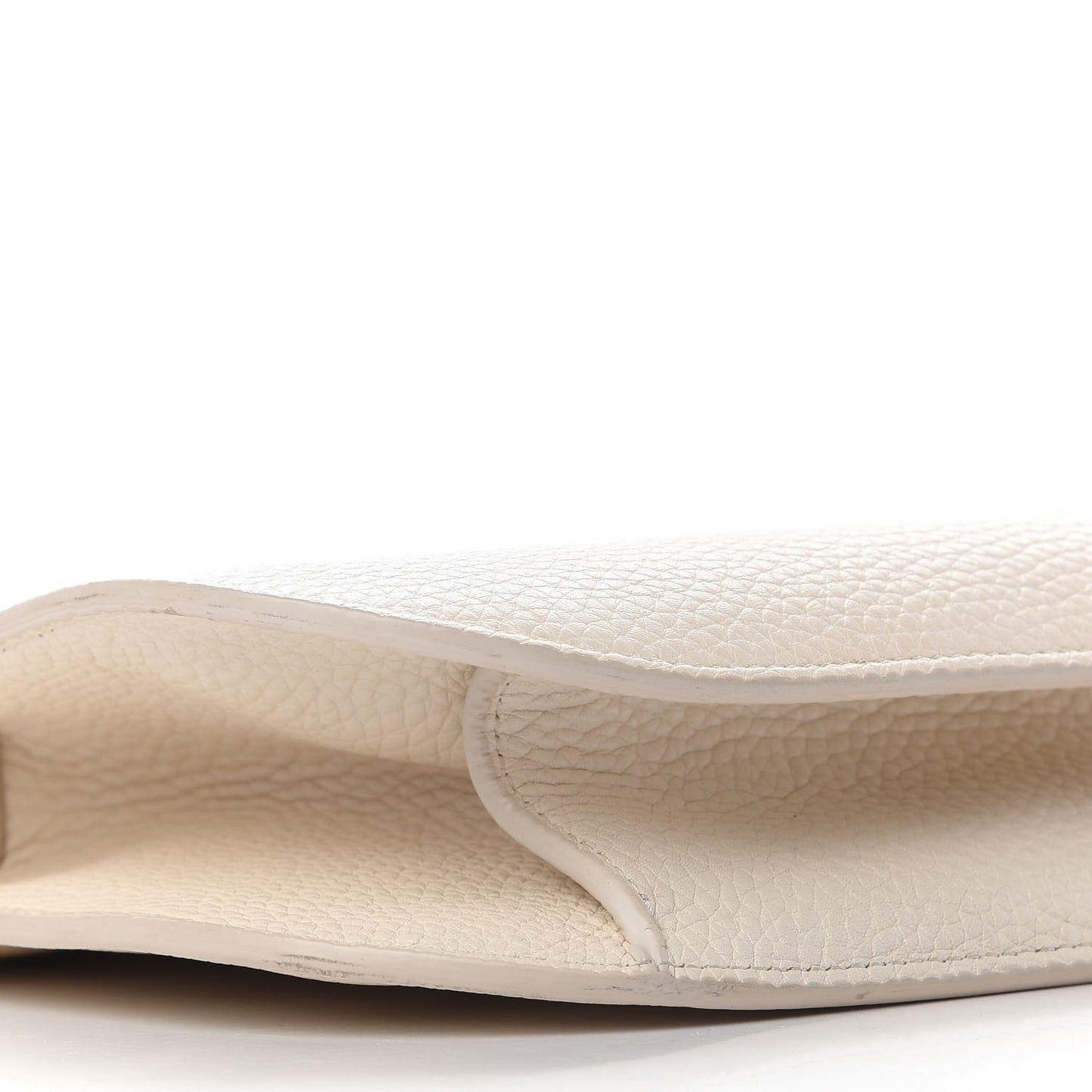 Grained Calfskin Large T Clasp Tara Crossbody Bag White