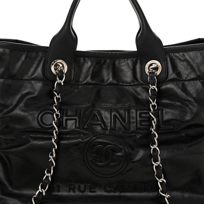 Chanel Glazed Calfskin Medium Deauville Tote Black 8 of 15