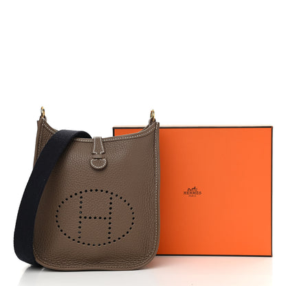 Hermes Taurillon Clemence Amazone Evelyne TPM Etoupe Bleu Indigo 10 of 10