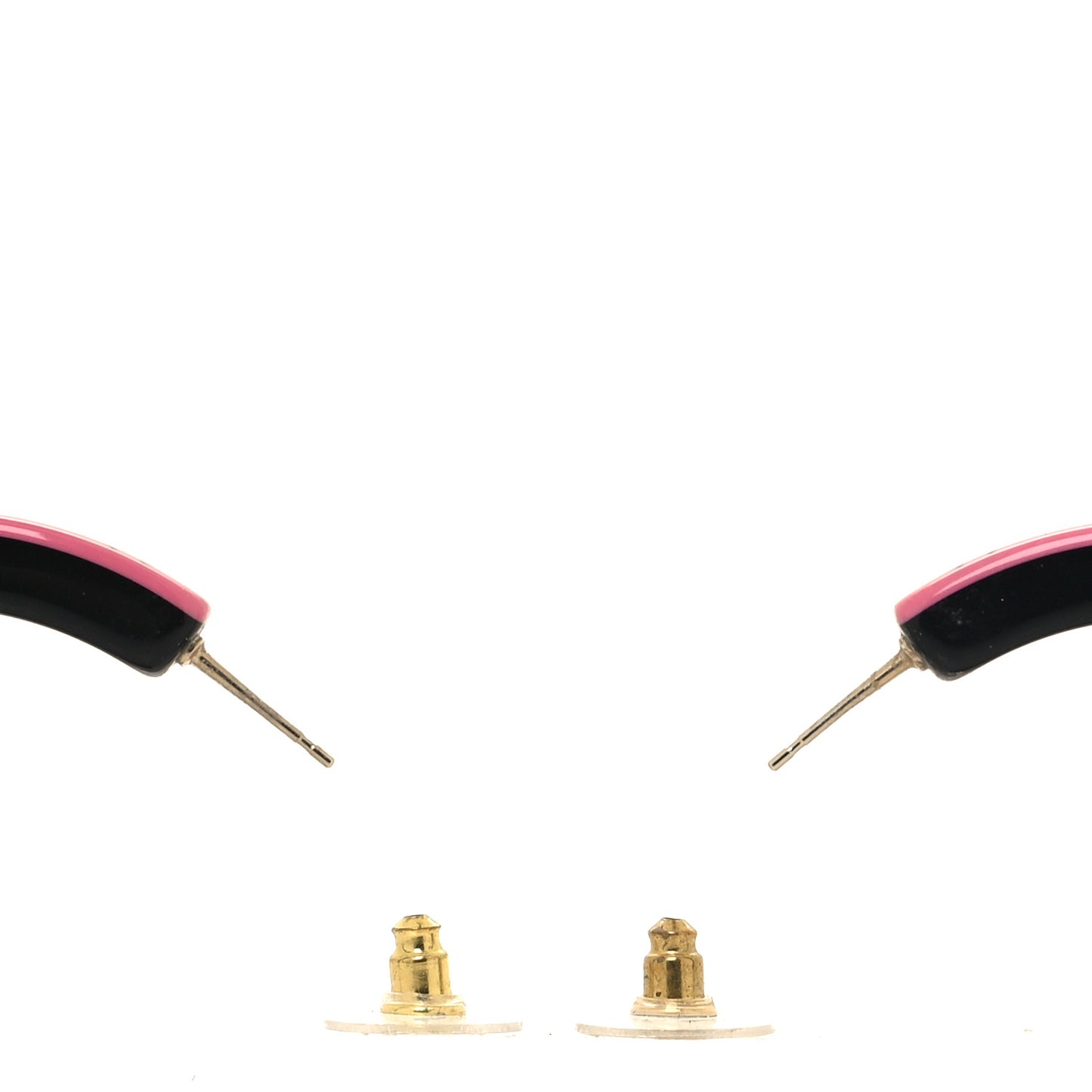 Resin Logo Hoop Earrings Pink Black