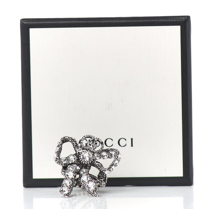 Gucci Metal Crystal Bow Ring 6 Aged Silver 6 of 6