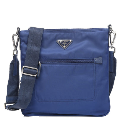 Prada Tessuto Nylon Saffiano Flat Messenger Bag Bluette 1 of 9
