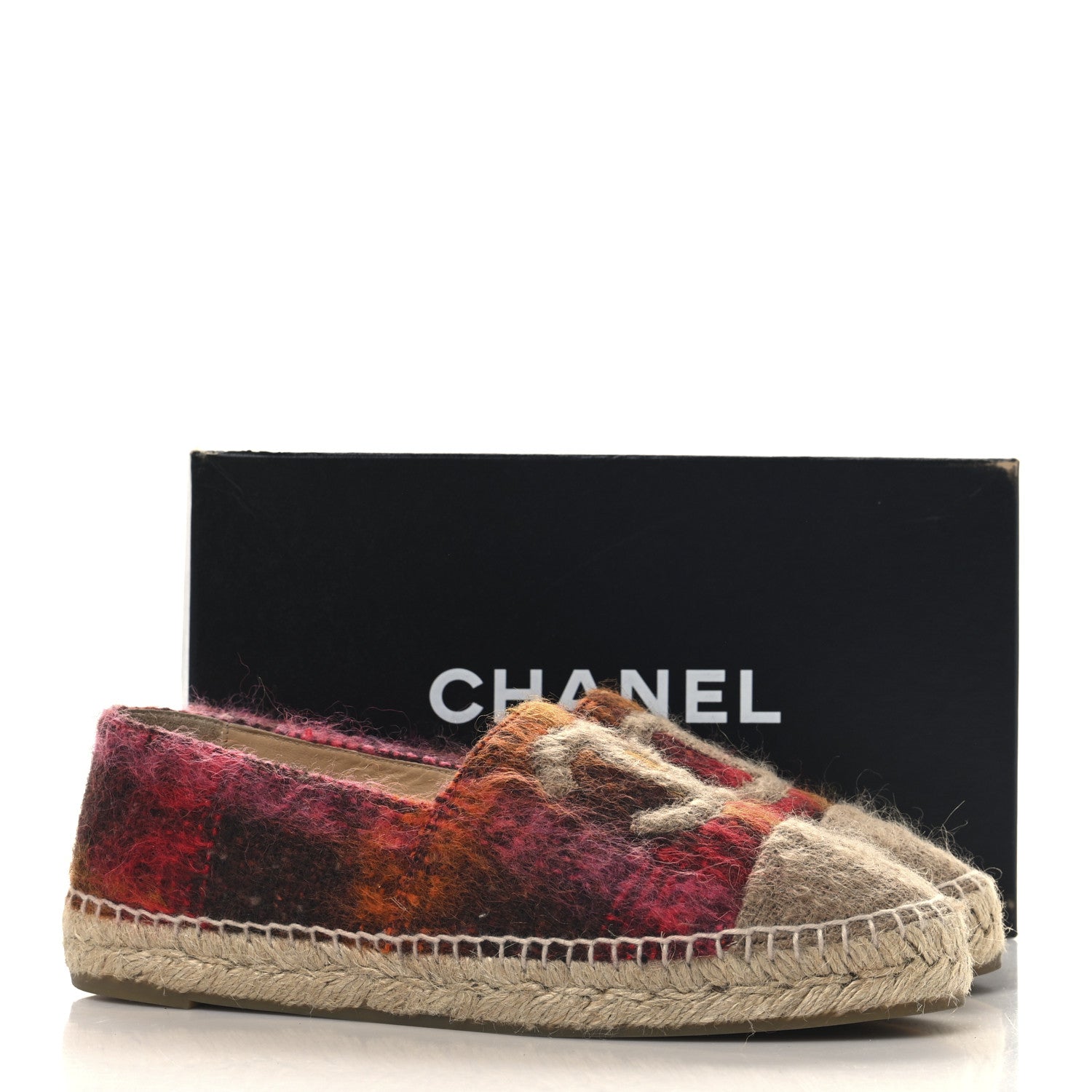 Chanel Tweed CC Espadrilles 40 Brown Pink Beige 11 of 11
