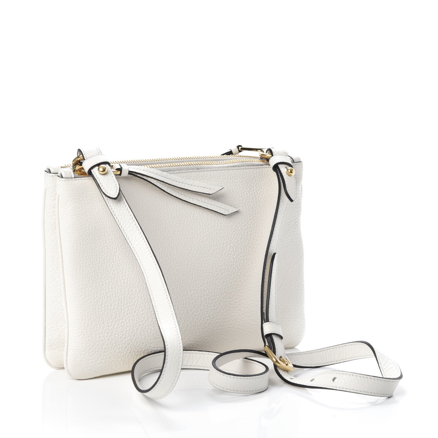 Prada Vitello Phenix Double Zip Crossbody Bag Bianco 3 of 9