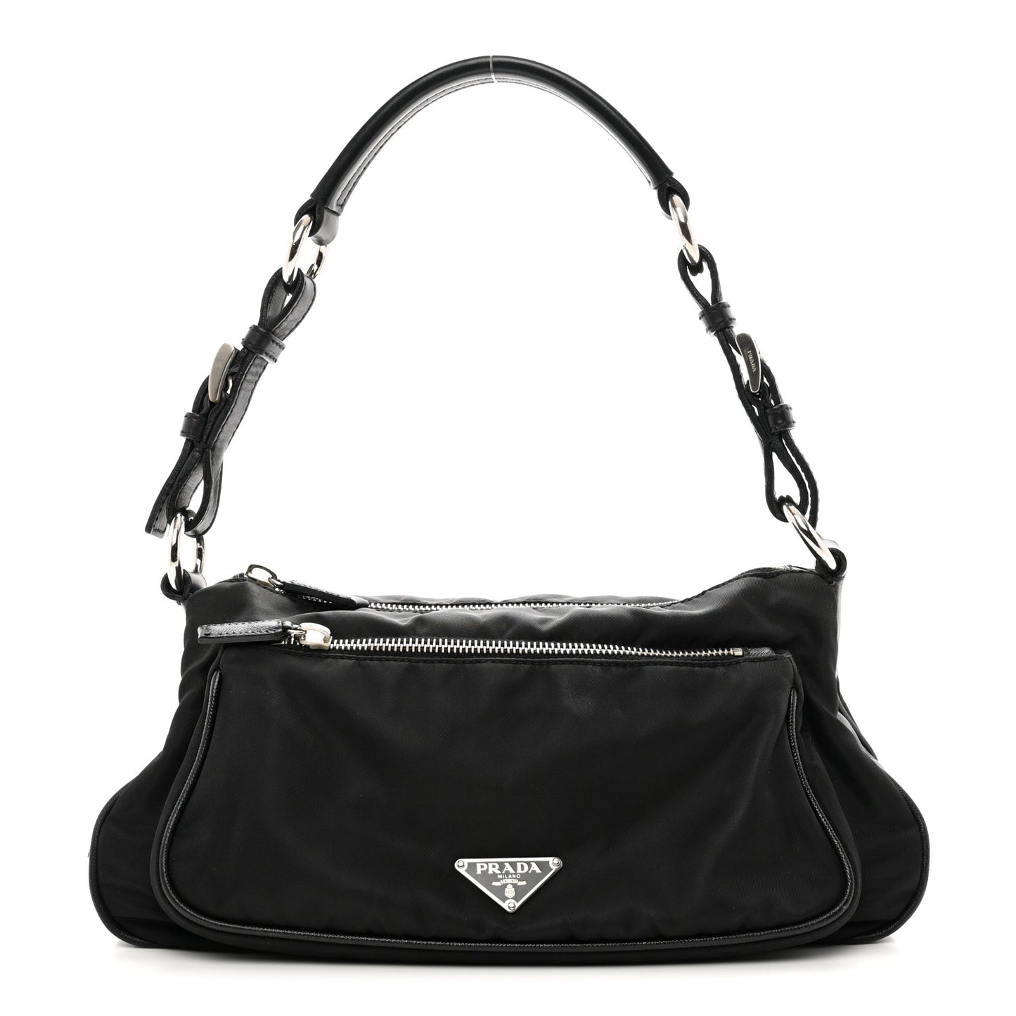 Tessuto Nylon Saffiano Shoulder Bag Black