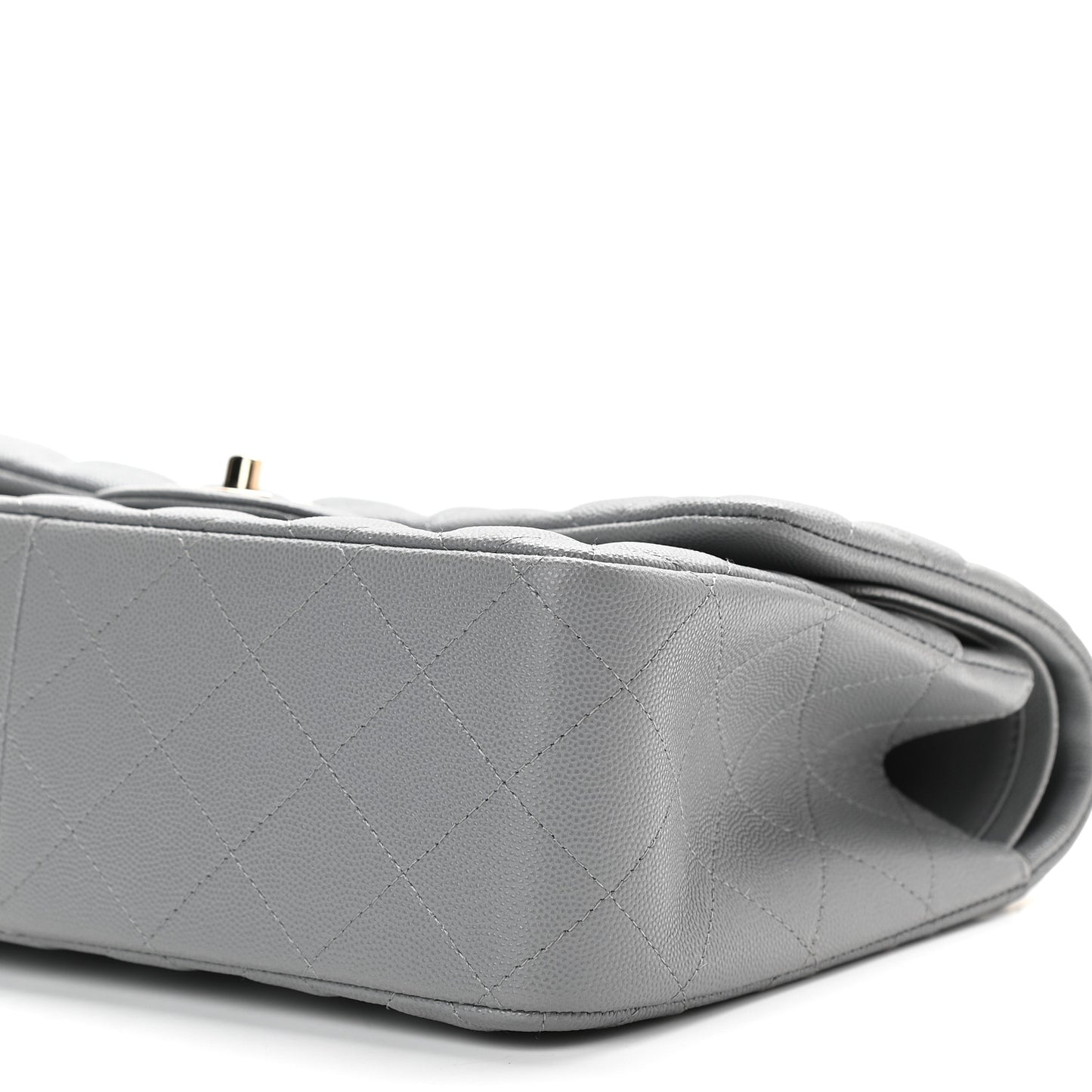 Caviar Quilted Jumbo Double Flap Grey