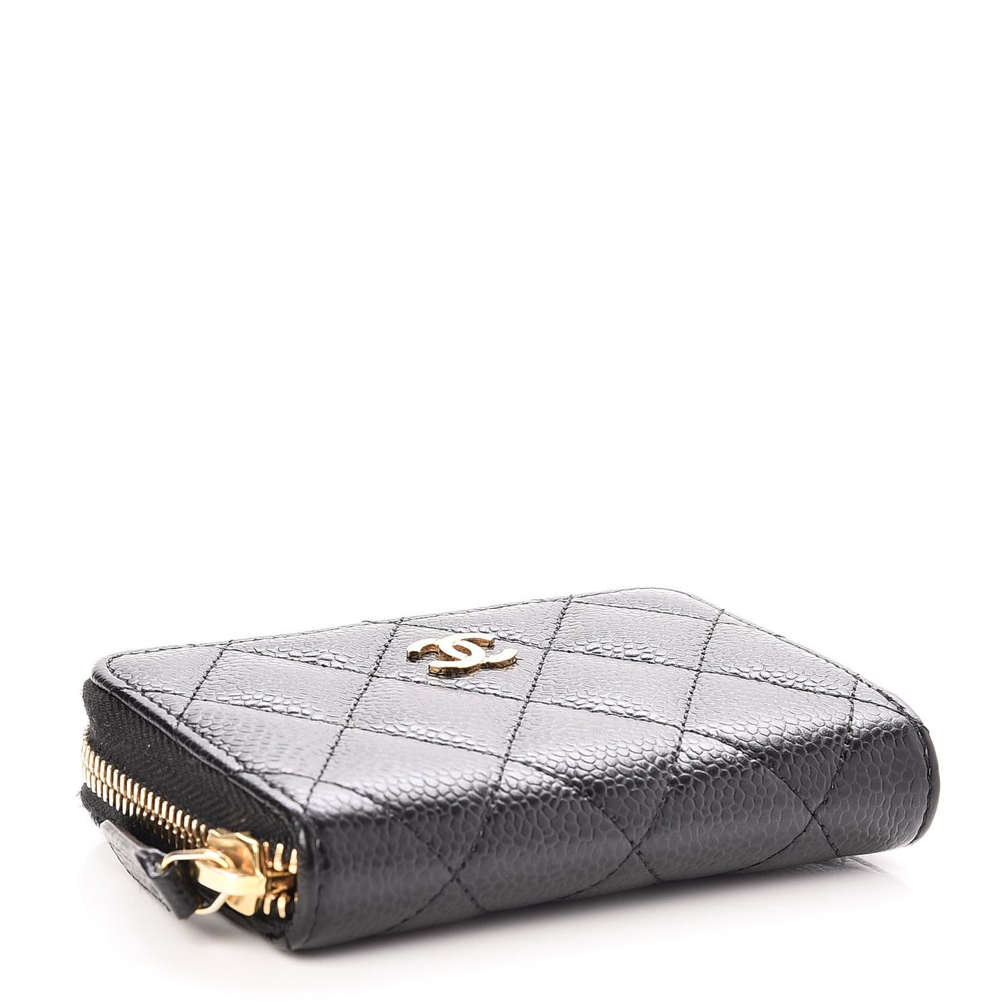Caviar Quilted Zip Coin Purse Black