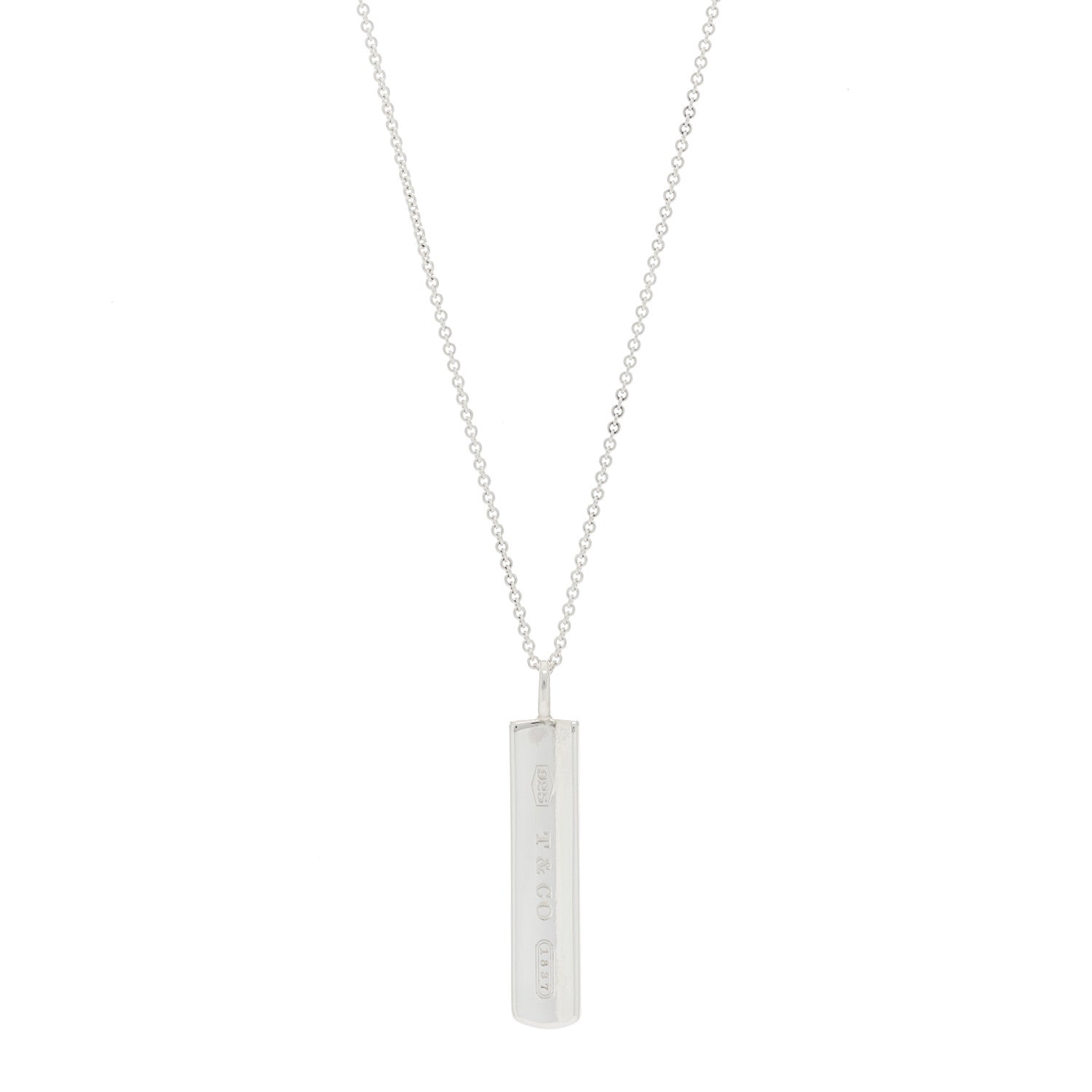 Tiffany Sterling Silver 1837 Bar Pendant Necklace 1 of 6