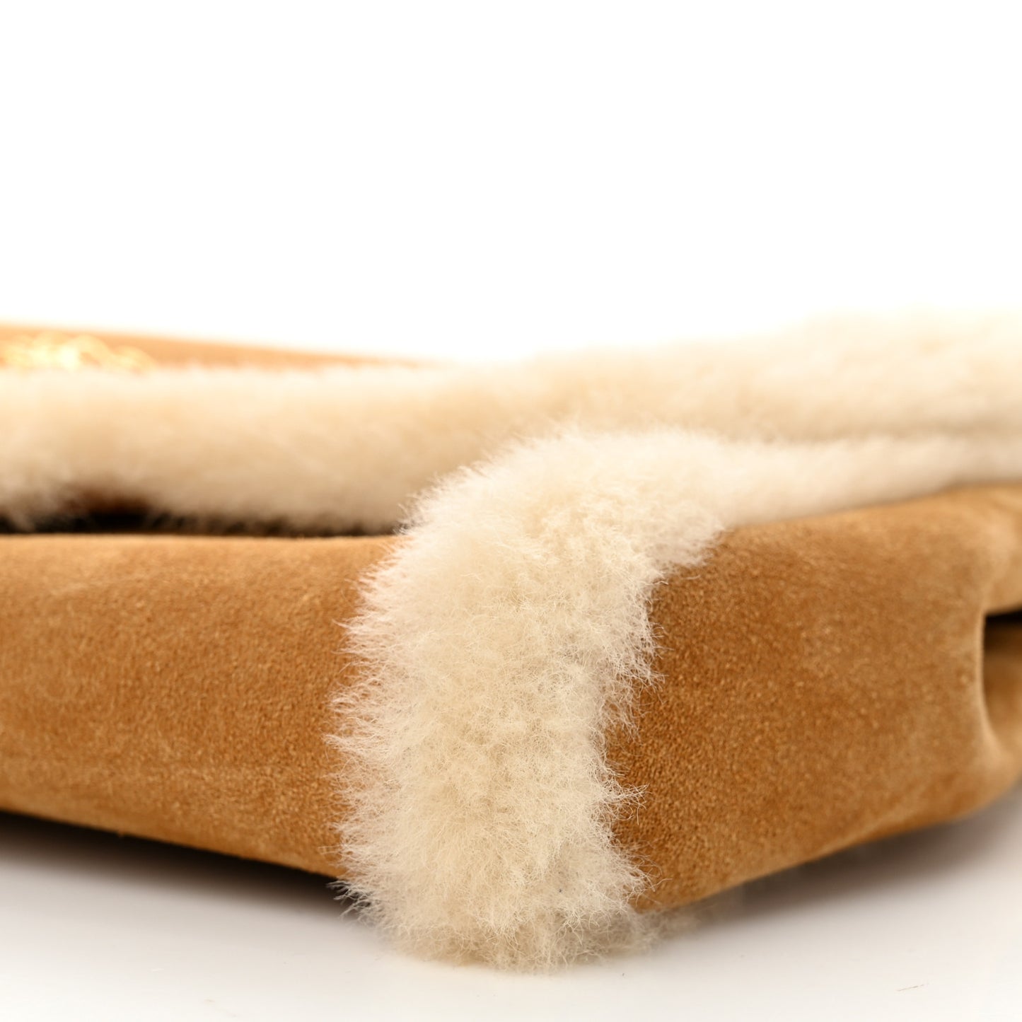 Suede Shearling La Medusa Crossbody Bag Tan White