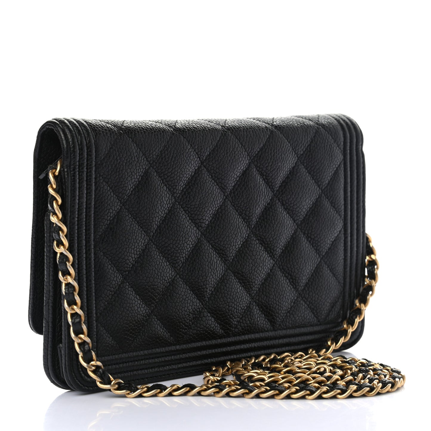 Caviar Quilted Boy Wallet On Chain WOC Black