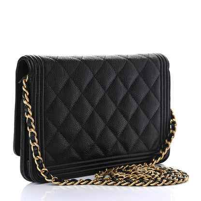Chanel Caviar Quilted Boy Wallet On Chain WOC Black 3 of 8