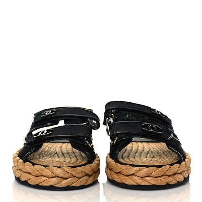 Chanel Mesh Patent Calfskin Velcro Dad Sandals 41 Black 2 of 9