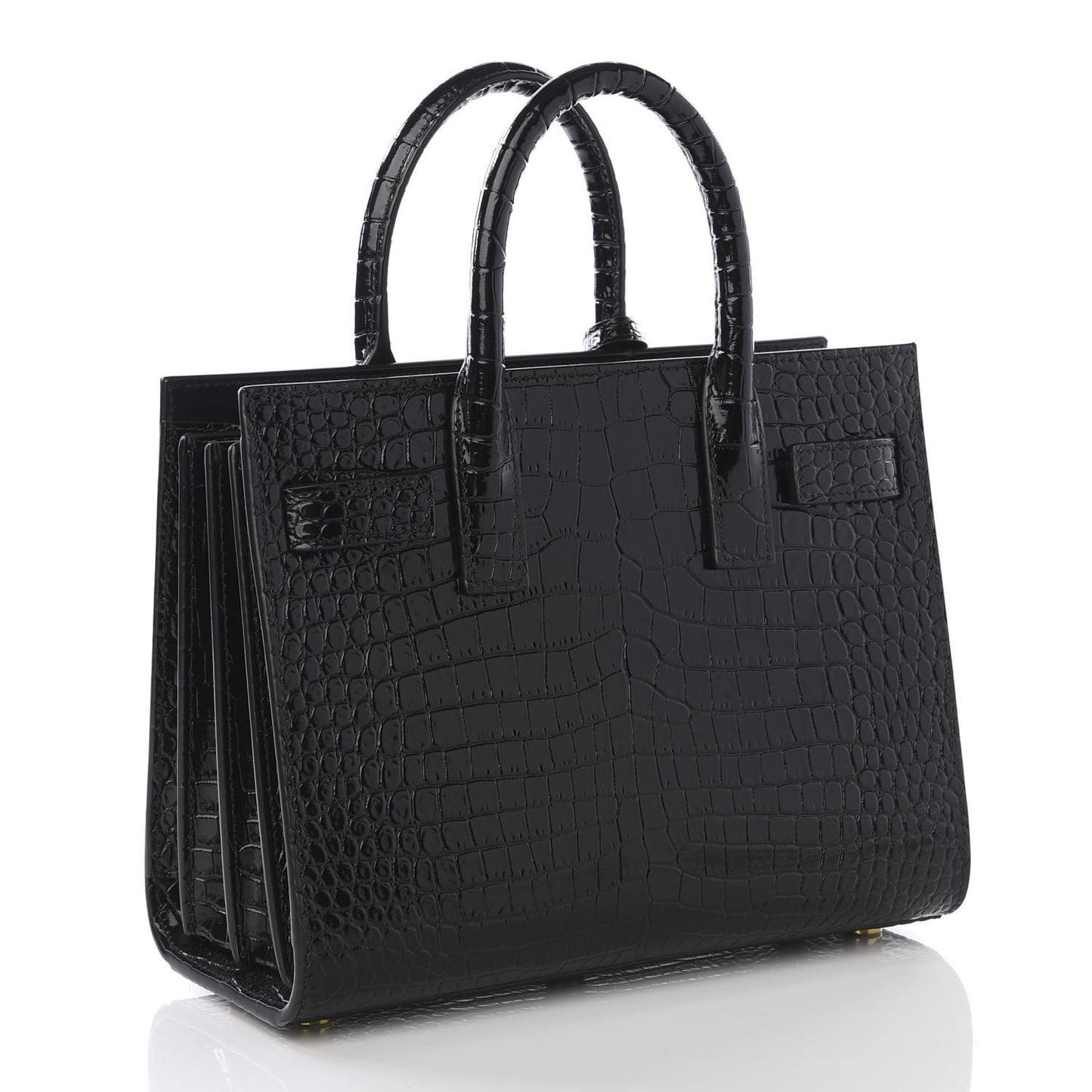 Calfskin Crocodile Embossed Nano Sac De Jour Black