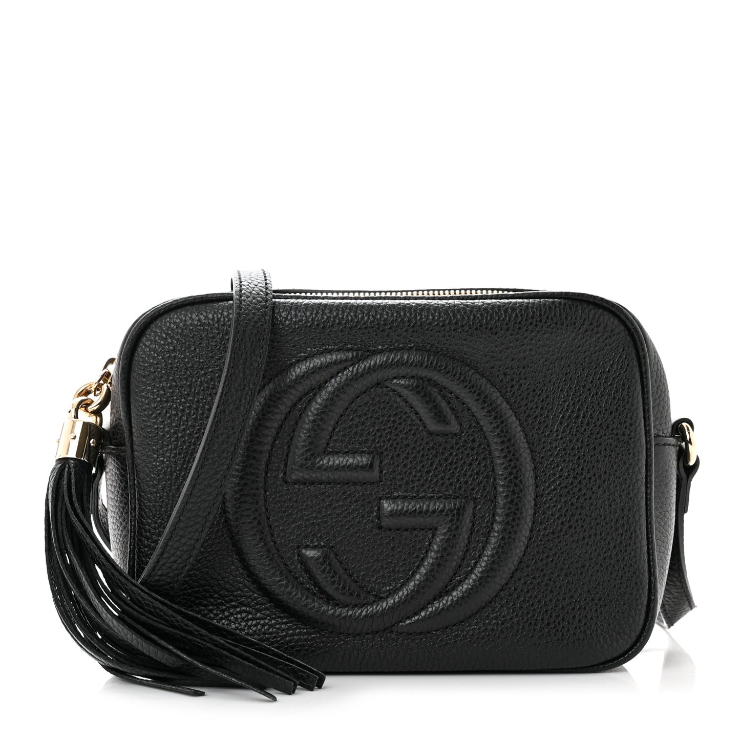 Pebbled Calfskin Small Soho Disco Bag Black