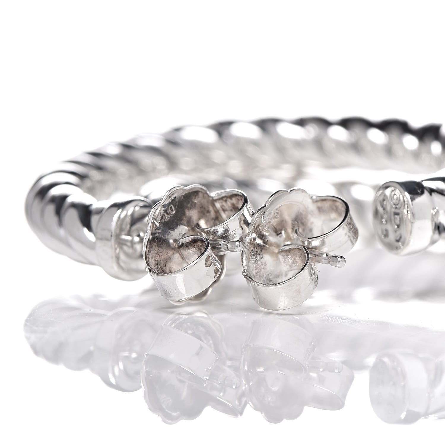 David Yurman Sterling Silver Small Sculpted Cable Hoop Earrings 3 of 4